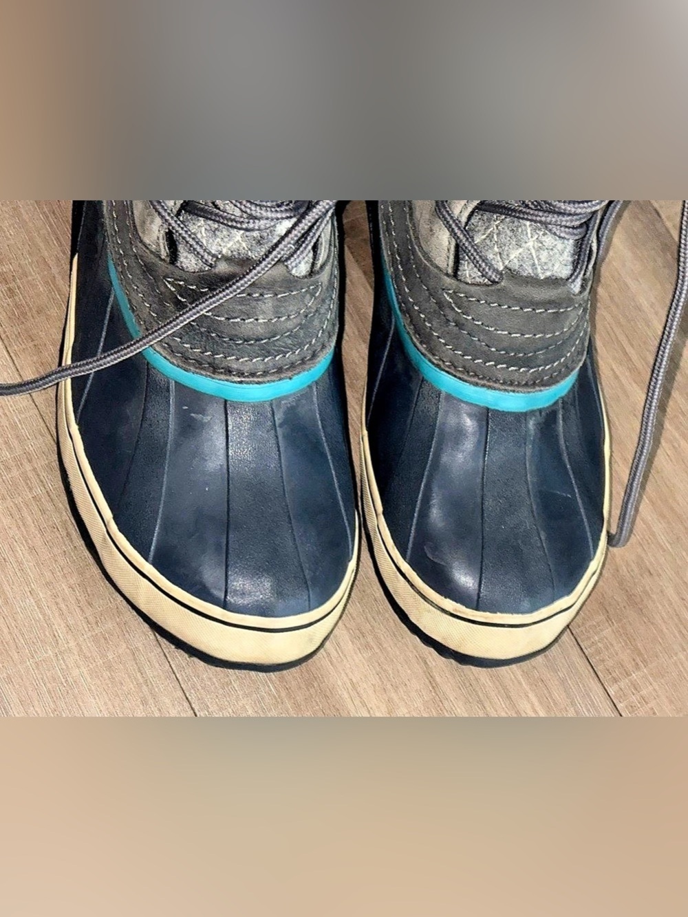 SOREL Waterproof Winter Snow Boots Gray Wool Quilted Lace Up Size 8 - Picture 9 of 12